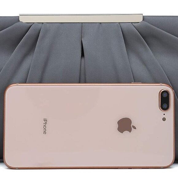 CHARMING TAILOR Clutch Evening Bag Elegant Pleated Satin Formal Handbag - Picture 3 of 7